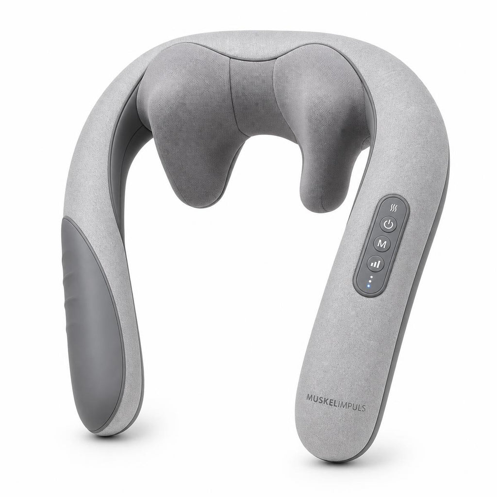 MUSKELIMPULS Nackenmassagegerät mit Wärme – 3D-Shiatsu, kabellos, Grau