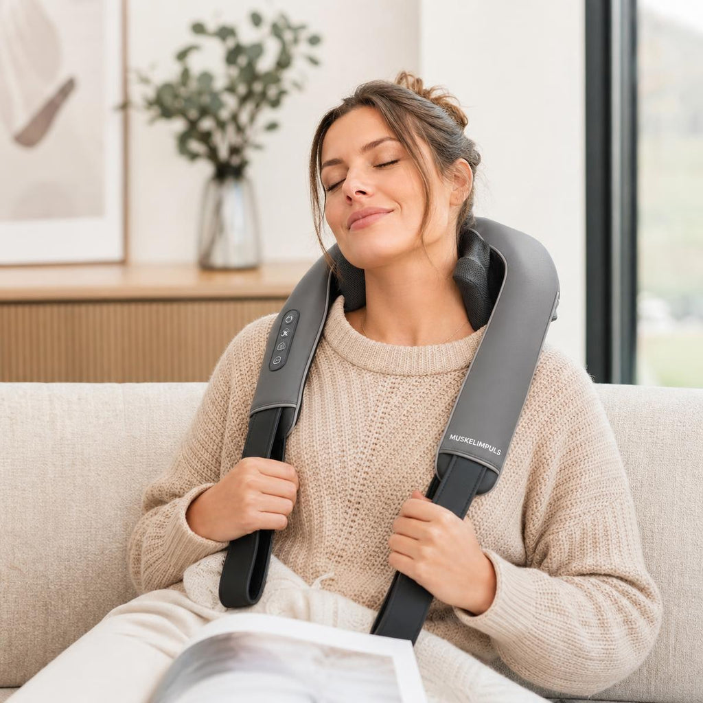 MUSKELIMPULS Nackenmassagegerät mit Wärme – 3D-Shiatsu, kabellos, Grau