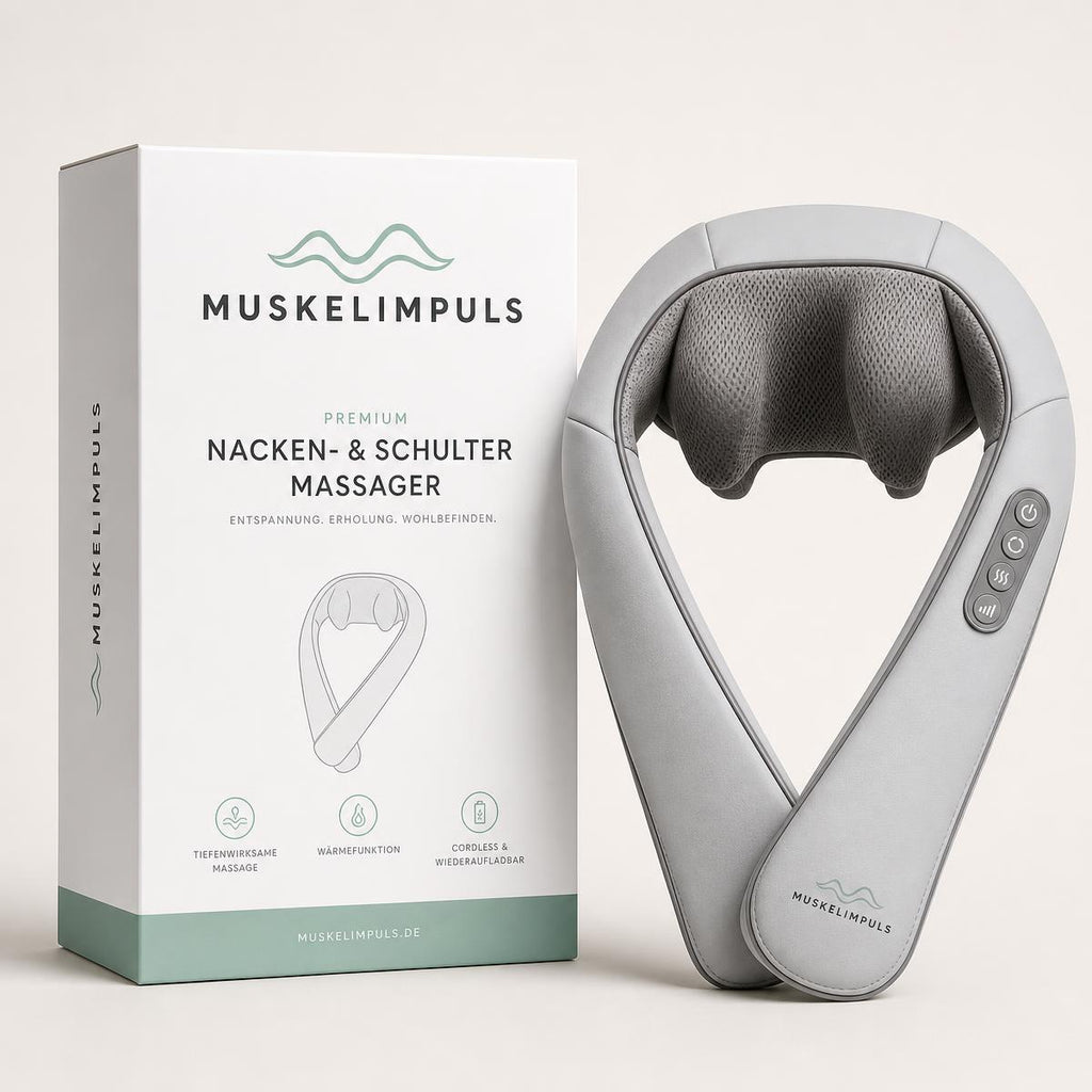 MUSKELIMPULS Nackenmassagegerät mit Wärme – 3D-Shiatsu, kabellos, Grau